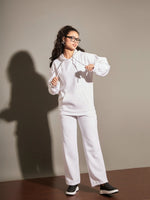 Women White Fleece Track Pants