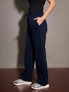 Women Navy Fleece Track Pants