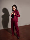 Women Maroon Fleece Track Pants