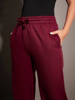 Women Maroon Fleece Track Pants