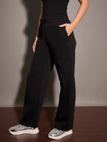 Women Black Fleece Track Pants