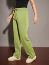 Women Olive Fleece Track Pants