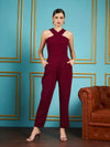 Women Solid Standard Maroon Jumpsuits & Sets