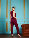 Women Solid Standard Maroon Jumpsuits & Sets