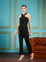 Women Solid Standard Black Jumpsuits & Sets