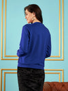 Women Embellished Standard Blue Full Sleeve Jacket