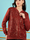 Women Embellished Standard Rust Full Sleeve Jacket