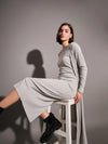 Women Grey Rib Front Open Shrug