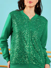 Women Embellished Standard Green Full Sleeve Jacket