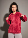 Women Solid Standard Maroon Full Sleeve Jacket