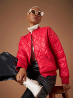 Women Solid Standard Red Full Sleeve Jacket