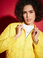 Women Solid Standard Yellow Full Sleeve Jacket