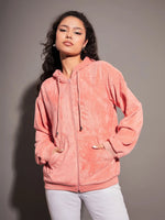 Women Solid Standard Peach Full Sleeve Jacket