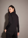 Women Solid Standard Black Full Sleeve Jacket