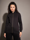 Women Solid Standard Black Full Sleeve Jacket