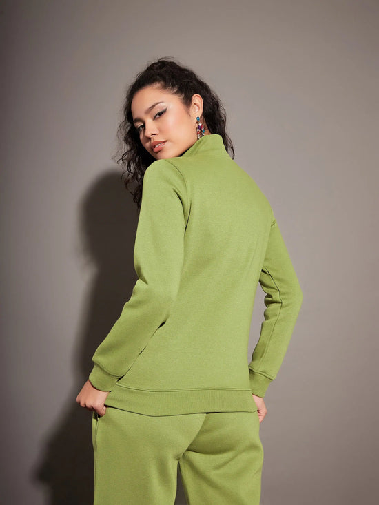 Women Solid Standard Olive Full Sleeve Jacket