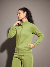 Women Solid Standard Olive Full Sleeve Jacket