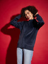 Women Solid Standard Navy Full Sleeve Jacket