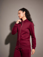 Women Solid Standard Maroon Full Sleeve Jacket