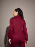 Women Solid Standard Maroon Full Sleeve Jacket