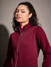 Women Solid Standard Maroon Full Sleeve Jacket