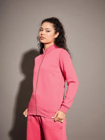 Women Solid Standard Pink Full Sleeve Jacket