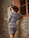 Women Grey Geo Woolen Sweater Dress