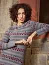 Women Grey Geo Woolen Sweater Dress