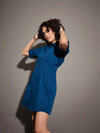 Women Navy Poplin Shirt Dress