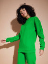 Women Green Fleece Oversized Sweatshirt