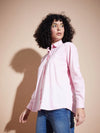 Women Pink Poplin Oversized Shirt