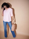 Women Pink Poplin Oversized Shirt