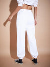 Women White Premium Fleece Baggy Joggers