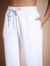 Women White Premium Fleece Baggy Joggers