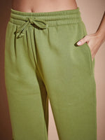 Women Olive Premium Fleece Baggy Joggers