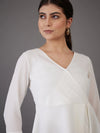 Women White Wrap Asymmetric Peplum Top