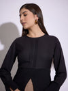 Women Black Pin Tuck Peplum Top