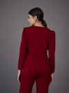 Women Red Sweetheart Neck Peplum Top