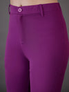 Women Purple Wrap Asymmetric Top With Bell Bottom Pants