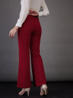 Women Red Knitted Bell Bottom Pants