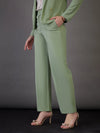 Women Green Front Darted Pants