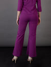 Women Purple Knitted Bell Bottom Pants