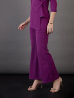 Women Purple Knitted Bell Bottom Pants