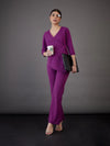 Women Purple Knitted Bell Bottom Pants