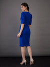 Women Royal Blue Sweetheart Neck Bodycon Midi Dress