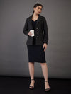 Women Grey Tweed Notch Collar Single-Breasted Blazer