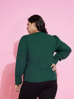 Women Emerald Side Knot Peplum Top