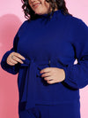 Women Royal Blue Knot Top With Straight Pants