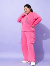 Women Pink Fleece Salty Sweatshirt With Track Pants