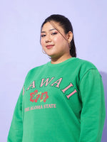 Women Green Fleece Hawaii Sweatshirt With Track Pants